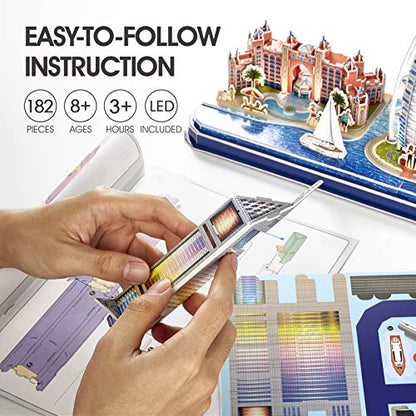 CubicFun 3D Puzzles for Kids Ages 8-10 LED Dubai Cityline - style: LED Dubai Cityline