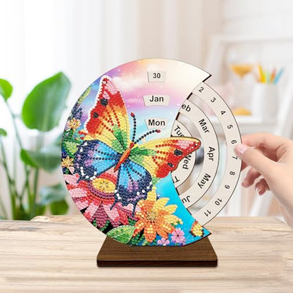 F-CANLAN Rainbow Butterfly Moon Perpetual Calendar DIY Diamond Art Decor - color: Yellow