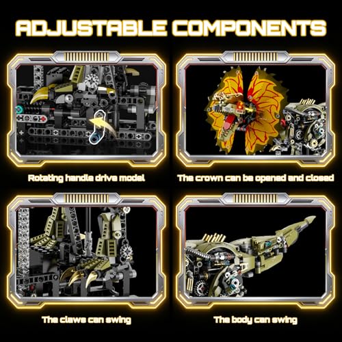 HJPLPXH Mechanical Dilophosaurus Building Blocks Set–Collectible Dino Model - style: Motor Dilophosaurus