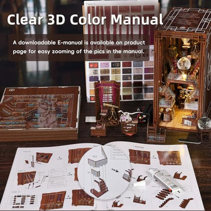 MiniCity Beyond Library Book Nook Kit, DIY Wooden Bookshelf Model with LED - color: Beyond Library