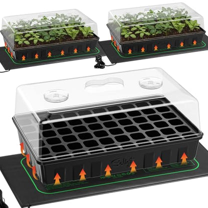 SOLIGT 3 Set 60-Cell Seed Starter Kit with Domes, Cell Trays and Heat Mats - size: 3 SET