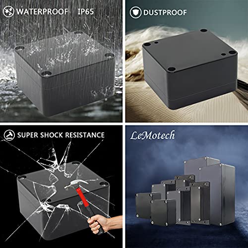 LeMotech Electrical Box ABS Plastic Project Box IP65 Waterproof Junction Box Project Case Universal Enclosure for Electronics Black 2.48x 2.28x 1.37 inch(63x58x35mm)(Pack of 1) - color: Black (1 pack), size: 2.48" x 2.28" x 1.37"
