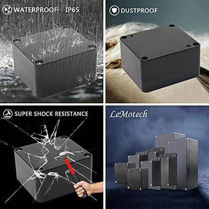 LeMotech Electrical Box ABS Plastic Project Box IP65 Waterproof Junction Box Project Case Universal Enclosure for Electronics Black 2.48x 2.28x 1.37 inch(63x58x35mm)(Pack of 1) - color: Black (1 pack), size: 2.48" x 2.28" x 1.37"