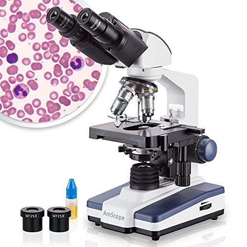 AmScope B120A Siedentopf Binocular Compound Microscope, 1600X - style: Base Microscope w/ WF10x & WF15x