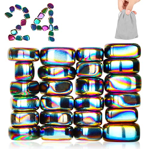 24pcs Rainbow Large Fridge Magnets Stones Science Kit, Irregular Polished Magnetic Whiteboard Locker, Home Kitchen Refrigerator Magnets, Neat Perfect Decorations Gifts Teacher Researcher - color: Rainbow