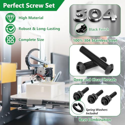 820Pcs Screw Assortment Kit, M2-M4 304 SS Black Hex Button Cap Bolts - size: M2 M3 M4 820pcs 2