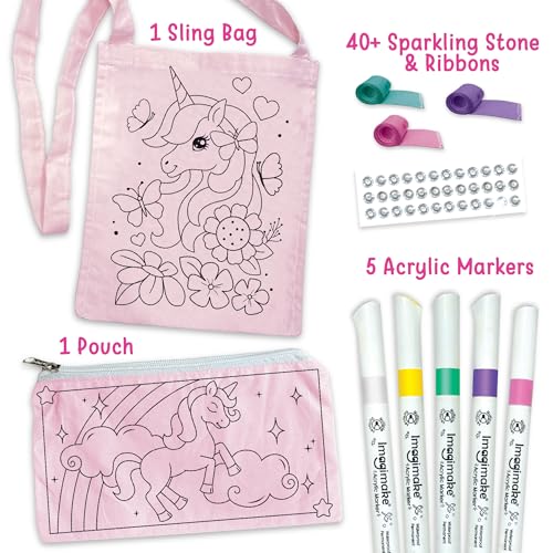 Imagimake DIY Unicorn Fabric Art Kit | Color Your Own Bag & Pouch, Ages 5+ - style: Fabric Art Kit