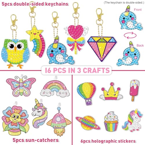 BANBBUR 16 Pcs Gem Art for Kids Ages 4-8 8-12, Kids Diamond Art and Crafts