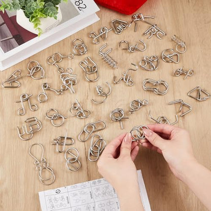 100 Pcs Metal Brain Teaser Puzzles Logic Game Set,Premium Style