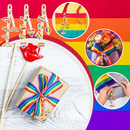CraftyDream 558 Pcs Rainbow Charm Keychain Making Kit Name Keychain Craft - style: Gay Pride