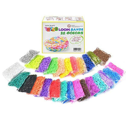 12750pcs Loom Rubber Bands Refill Kit in 26 Color with 500 Clips,6 Hooks, Premium Bracelet Making Kit for Kids Weaving DIY Crafting Gift