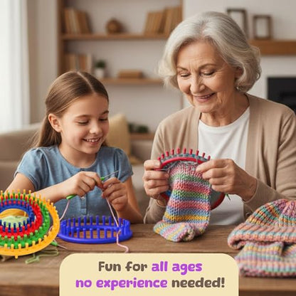 Olikraft Knitting Loom Kit for Beginners, 4 Round and 2 Rectangular Looms