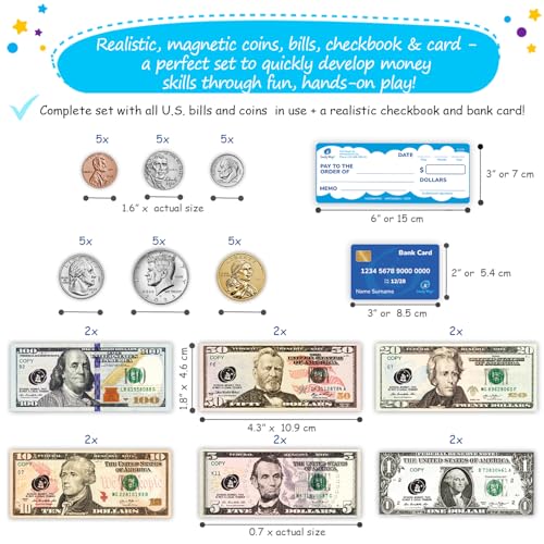 Simply magic 70 PCS Magnetic Money for Classroom - Play Money for Teaching