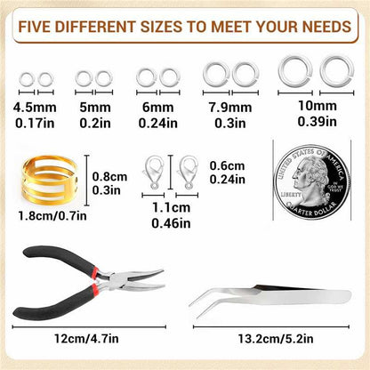 1200Pcs Jump Rings for Jewelry Making Supplies, Jewelry Pliers Set - color: 1200Pcs Silver