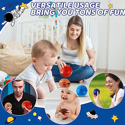 Mini Foam Planets Balls Toy, 10 PCS Solar System Stress Balls for Kids Adults, Squeeze Global for Stress Relief, Science Kit Gift for Early Learning, Classroom Prize for Boys Girls (with Flash Cards)