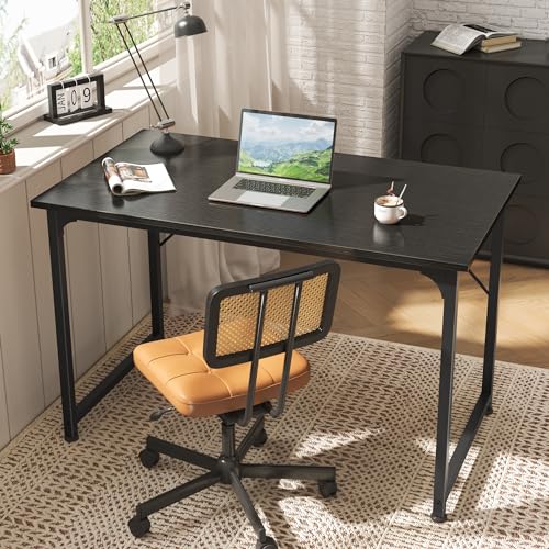 Huuger Modern Simple Office Desk, 40 Inch Gaming Desk with Storage, Black Metal Frame, Large Legroom - color: Black, size: 40inch