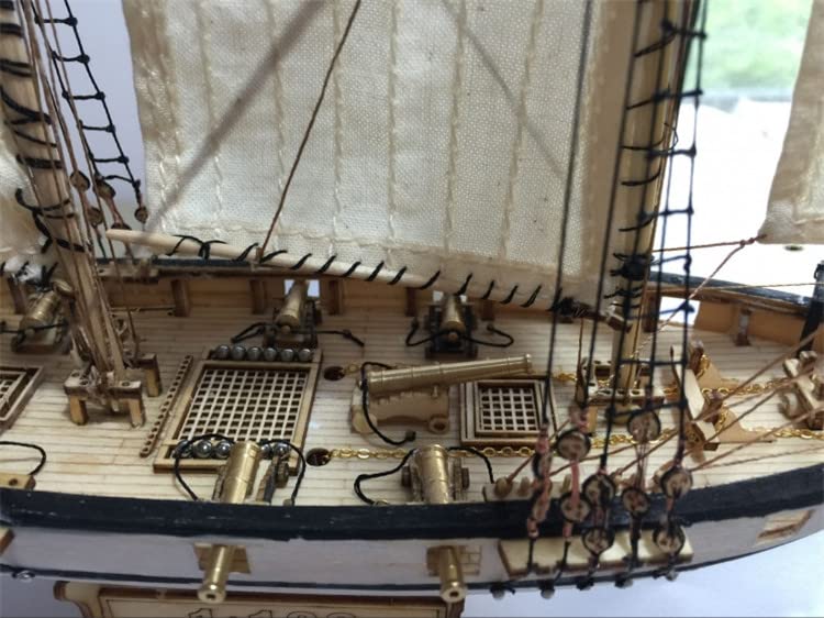 GAWEGM Wooden Ship Model - 1/100 Halcon 1840 Building kit, for Adult - color: Brass cannon