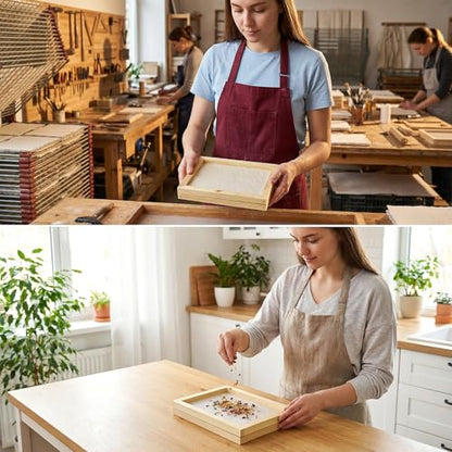 2 Pcs Paper Making Screens, Wooden Papermaking Screen Frame Mould 5 x 4 Inch and 5 x 7 Inch Paper-Making Frame for DIY Paper Craft, Dried Flower