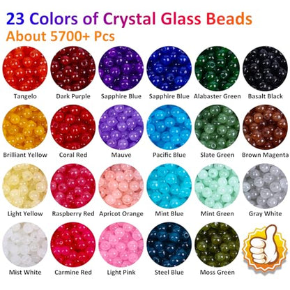 XSEINO 5700PCS 4mm Round Glass Beads for Jewelry Making, 23 Colors Crystal Beads for Bracelets Jewelry Making and DIY Crafts - color: 4mm Glass Beads