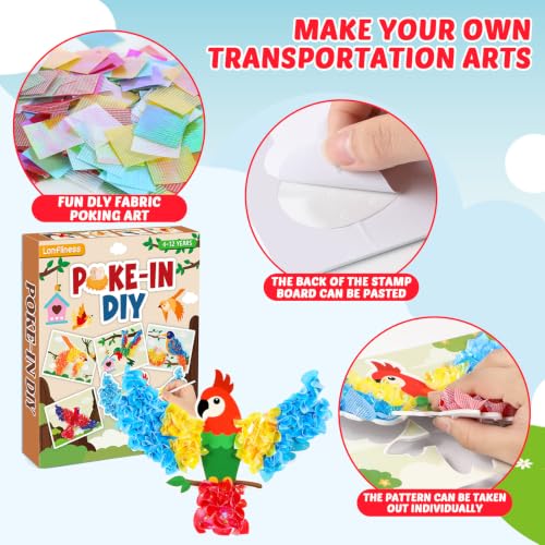 Lonfliness 8 Pcs Birds Poke in Craft Kits for Kids Mess Free DIY Art - style: Bird