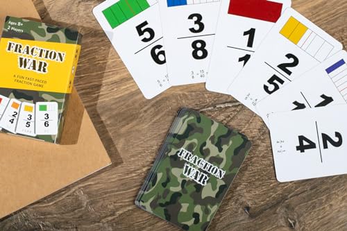 Fraction War Fun Math Game to Learn, Compare and Simplify Fractions for 2nd to 5th Grade (1 Pack) - Standard Edition
