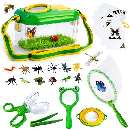 YongnKids 28 Pcs Bug Catcher for Kids with Butterfly Net for Kid Age 3 4-8