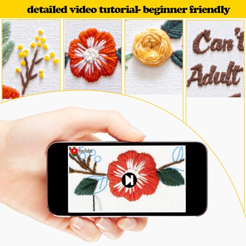 Topapfo Funny Embroidery Kit with Tutorial for Beginners Adults, Hand Embroidery Pattern with Hoops Thread Needles Tutorials - color: can't adult