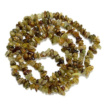 5-8mm Natural Green Garnet Gemstone Chips Healing Gravel Bracelets Necklace Kit Irregular Tumble Stone Beads DIY Crafts Design Jewelry Making 32" - color: Green Garnet