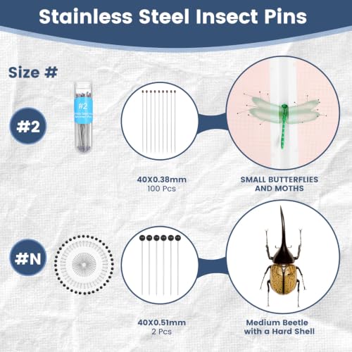 Alipis Insect Pinning Kit with Eva Foam Board, Insect Pins, Coordinate Paper, Tweezers and Scissors, Entomology Tools for Butterfly Specimen Prep, Bug Collection, Student Nature Study Supplies