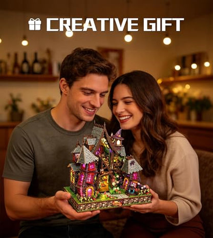 Spilay DIY Miniature House Kit for Adults, Miniature Dollhouse Building Kit - color: Strange Castle