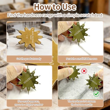 Mohs Hardness Test Kit, 1-10 Scale Star Hardness Tester Pen, Portable Scratch Testing Tool for Rock, Gemstone and Mineral Identification, for Geologists, Collectors, Industrial & Educational Use