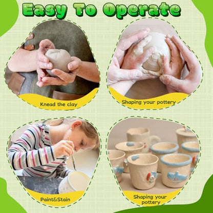 Pottery Wheel for Kids with Foot Pedal, Cute Dinosaur Kids pottery Kit - color: Green D