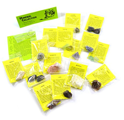 hBARSCI Premium Mineral Collection with 15 Identified Specimens and 4.5X Hand Lens