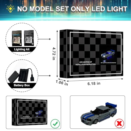 LED Light Kit for Lego Speed Champions Fast & Furious Nissan Skyline GT-R (R34) Toy Car Set, Blue Underglow Lights Compatible with Lego 76917 Set (Not Include Blocks Set) - style: 76917