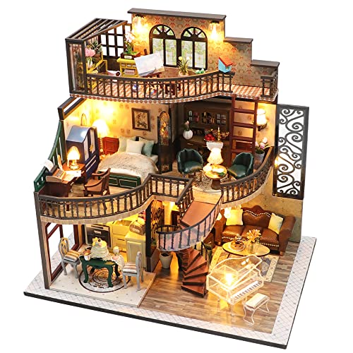 Spilay DIY Miniature House Kit for Adults, Miniature Dollhouse Kit - color: Dream Building Pavilion