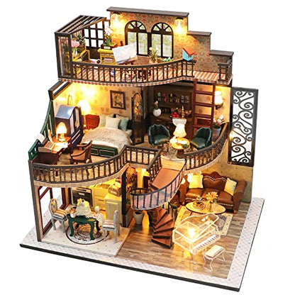 Spilay DIY Miniature House Kit for Adults, Miniature Dollhouse Kit - color: Dream Building Pavilion