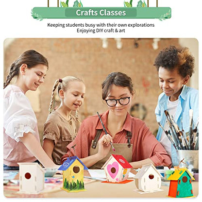 ILHSTY 30 Pack Large DIY Wooden Bird Houses Kits for Kids, Kids Crafts Wood Houses for Parties, DIY Crafts and Art Birdhouse Kits for Children to Build and Design