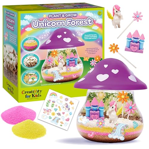 Creativity for Kids Plant and Grow Unicorn Forest: Terrarium Kit for Kids, Unicorn Toys and STEM Kits, Screen Free Summer Crafts & Arts and Crafts for Girls (Ages 6+)