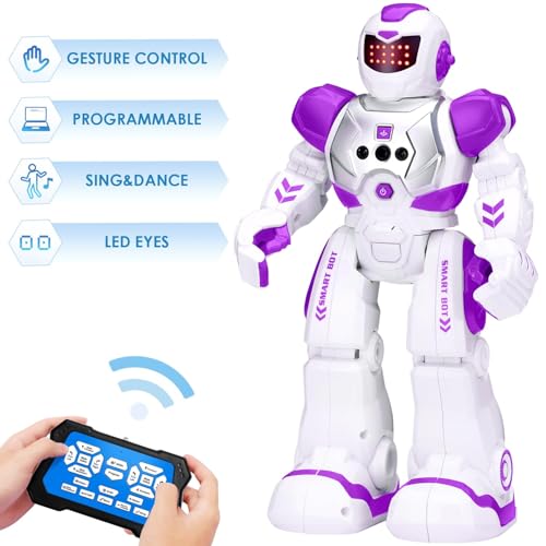 KingsDragon Robots Toy for Kids, RC Robot Gesture Sensing Smart Toy - color: Purple