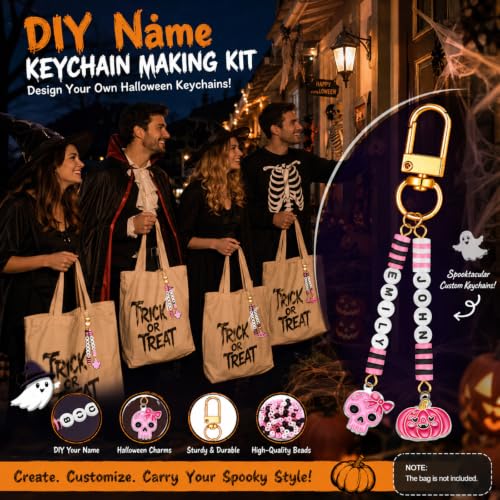Tondiamo 2823 Pcs Pink Halloween Bead Keychain DIY Craft Making Kit - style: Pink Halloween