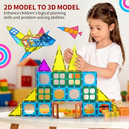 250 PCS 3D STEM Educational Magnetic Tiles for Kids Magnetic Blocks Set
