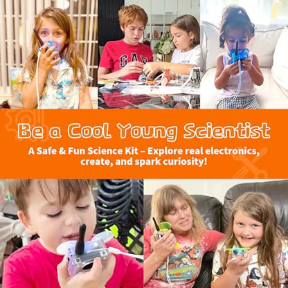 eUda+ STEM Walkie-Talkies Kit Stem Toys for Ages 8-13-15-18+ Building Toys for Boys Age 8-12-14-16-17+ Science Experiments for Kids 9-12 DIY Kits for Kids Teenage Girl Gifts (Assembly Version, BTB) - size: Assembly Version, Bear-Transparent Blue (BTB)