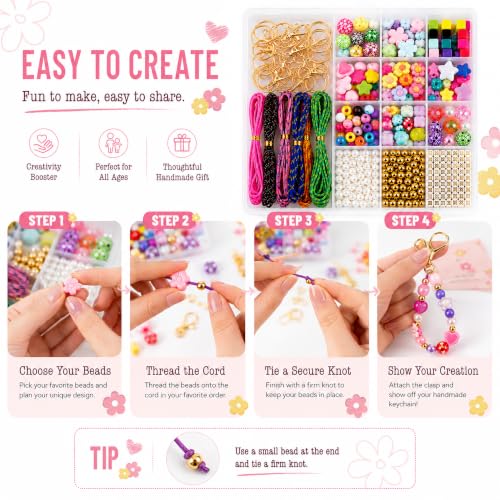 Kdpuei 865PCS Bead Keychain Making Kit, Keychain Bead Kit, DIY Bag Charm Set with Acrylic Heart Star Flower Alphabet Beads, Bead Keychain Kit, Jewerly Making Kit for Girls Women - size: 865PCS Bead Keychain Making Kit