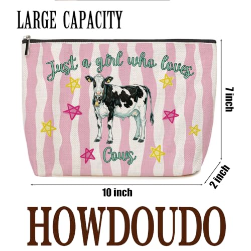 Lovdazzles Funny Cow Gifts for Girls Makeup Bag Pink Striped Cosmetic Bag - color: Multicolor 1775