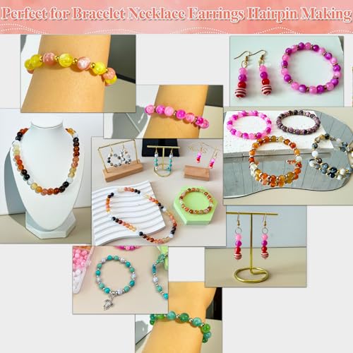 720Pcs 8mm Acrylic Round Beads for Jewelry Making, Bohemian Style Round Bead Faux Turquoise White Crack Bead Plastic Bubble Gum Beads for Bracelets Making Kit DIY Necklace Crafts - color: Crack 8mm