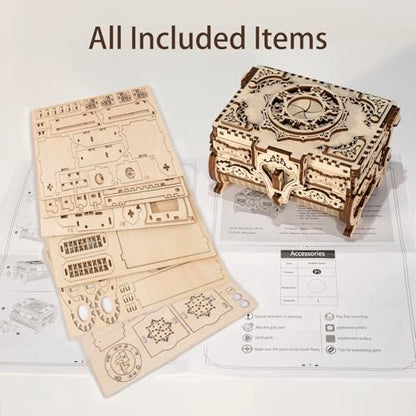 3D Wooden Puzzles for Adults,Wooden Toy for Kids and Adults,Model Building Kit,Educational Brain Teaser,Best Educational Christmas Birthday Day Gift for Friends (Wooden Antique Box) - color: Wooden Antique Box