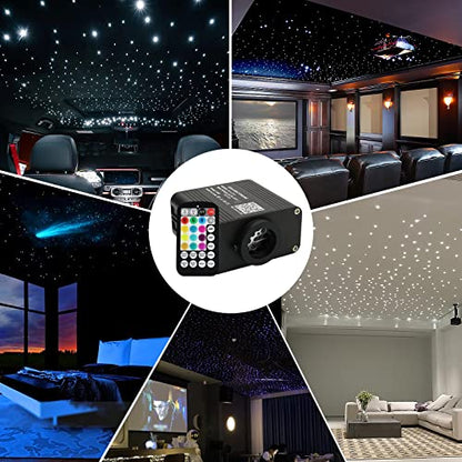 AMKI 16W Starlight Headliner Kit Twinkle+Sound Activated Mixed 460pcs 9.8ft Cable End Glow Fiber Optic Light APP/Remote Control RGBW Starlight Box for Car Home Star Ceiling Decor - size: 460pcs*(0.03in+0.04in+0.06in)*9.8ft+Regular