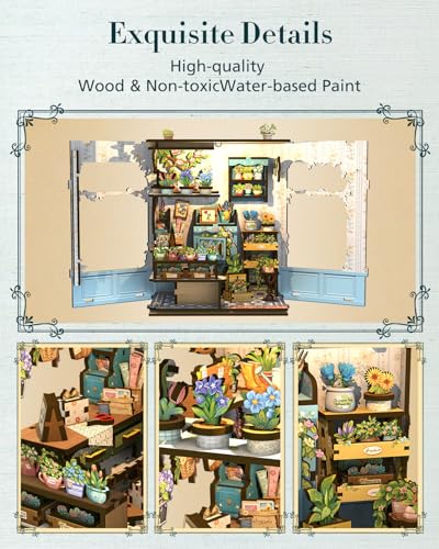 Cutefun Book Nook Kit - DIY Miniature Dollhouse Kit for Adults and Teens - color: Anna's Blue Blossom