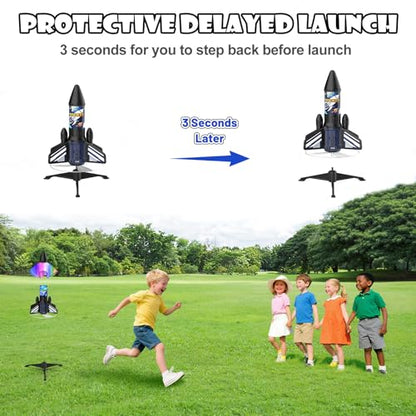 Rocket Launcher for Kids, 200 ft Self Launching Motorized Rocket Toy - color: Blue