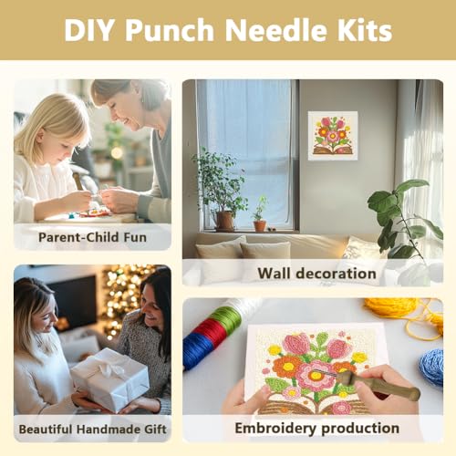 DOODLREAM Bouquet Book Punch Needle Kit for Beginner 9.4" x 9.4" - color: Bouquet on Book